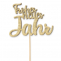 Glitter-Holzstecker "Frohes neues Jahr", Farbe: Gold Glitter