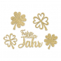 Glitter-Holz-Streudeko "Frohes neues Jahr", Farbe: Gold Glitter