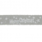 Baumwoll-Druckband "Merry Christmas", Farbe: Grau/Wei